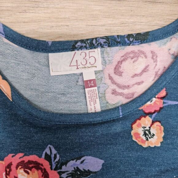 Matilda Jane 435 Girls Teal Floral Ruffle Longsleeve Shirt Size 14 - Picture 3 of 6